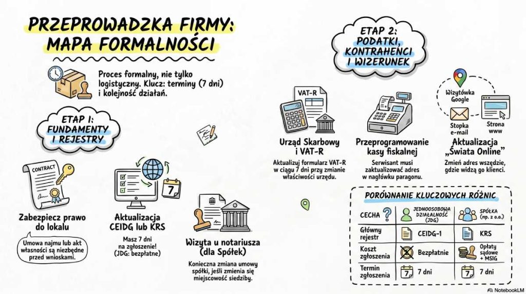 przeprowadzki firmy - formalności - infografika