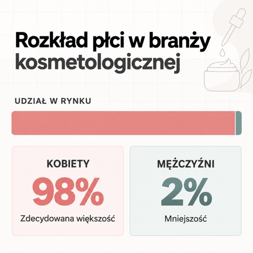 rozkład płci w branży kosmetologicznej - infografika